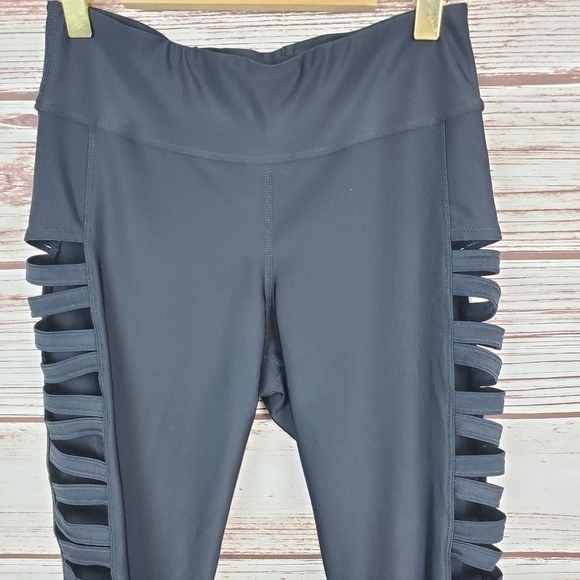 Wicked Weasel Womens Medium Sexy Black 748 Strapwork Cutout Leggings        #157 - Picture 4 of 10